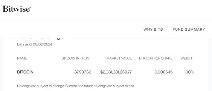 Bitwise仍然是唯一一家披露其BTC地址的公司。为什么其他人不效仿？