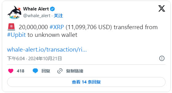 巨鲸动向追踪，深度解析过去30天内超过26.6亿枚XRP转至币安，数字资产流动达到六个月以来新高